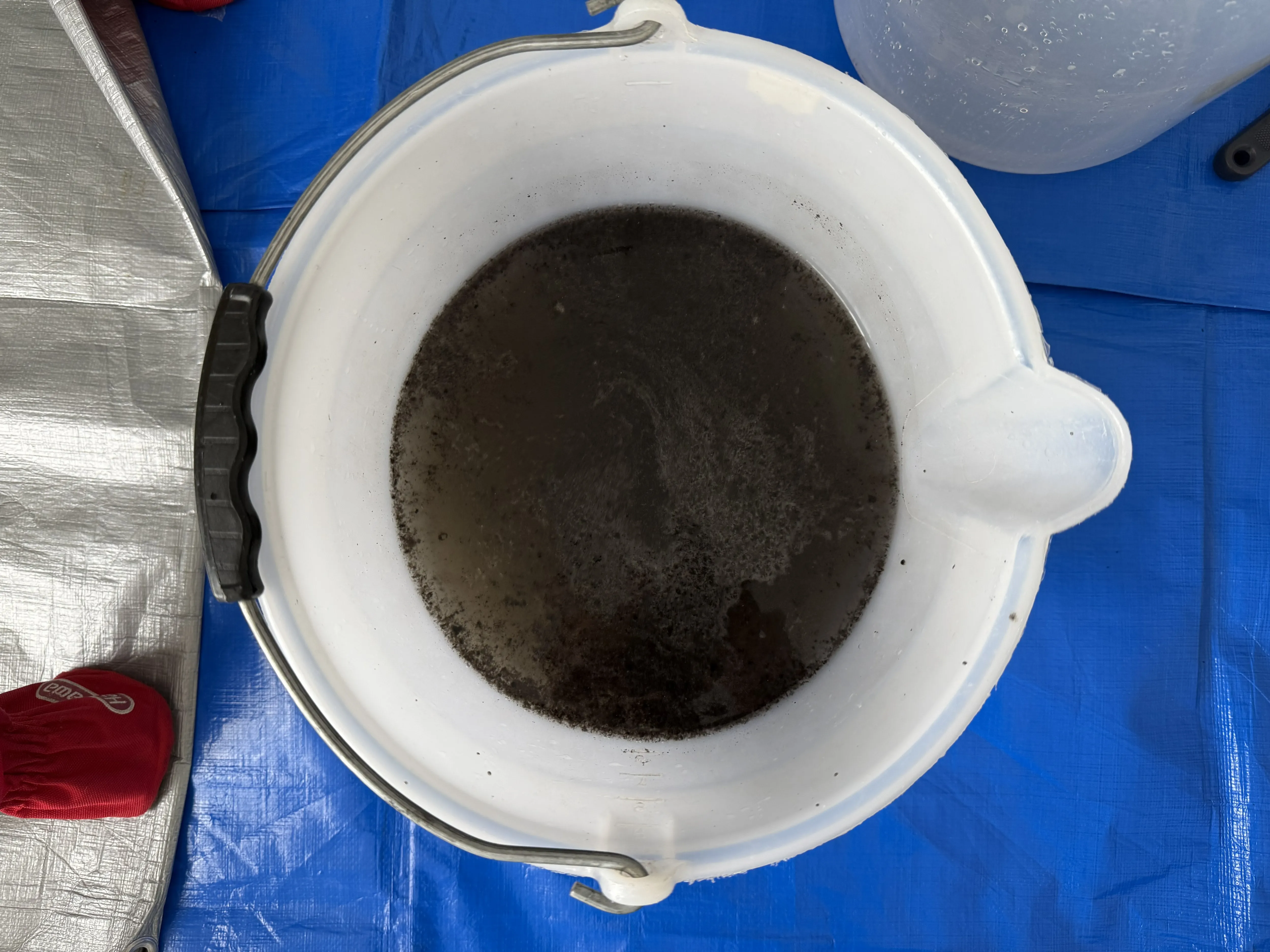 洗浄後の汚れたバケツの中身